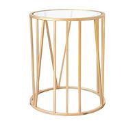 CAFIEDR Mesa De Centro Mesa De Centro Redonda De Vidrio, para Muebles De Sala De Estar, Mesa De Sofá De Metal -40X70cm,Gold