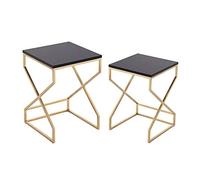 CAFIEDR Mesa de Centro Mesa Nido de mármol con Estructura de Metal, Dos Piezas, mesita para café de Sala de Estar, Mesa de sofá, mesita de Noche para Dormitorio