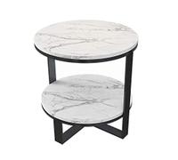 CAFIEDR Mesa De Centro Sala De Estar Mesa Redonda De Almacenamiento De 2 Pisos Sofá De Mármol Mesa Auxiliar Mesita De Noche para Dormitorio 50 Cm * 50 Cm * 55 Cm,Black