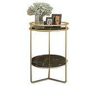 CAFIEDR Mesa De Centro Sofá De Mármol De Metal Mesa Auxiliar Mini Mesa De Centro Nórdica Espacio De Almacenamiento De Dos Pisos -50 Cm * 50 Cm * 55 Cm