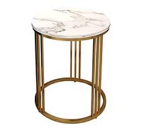 CAFIEDR Mesa Unas cuantas sobre el sofá Una Redonda de mármol Una mesita de Noche Sencilla de Hierro Forjado Una Mini Zona de Estar Un balcón y un pequeño