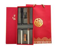 CAFIEDR Palillos de Madera de Plata esterlina con Soporte para Caja de Regalo, Palillos Chinos de Plata de Lujo Reutilizables, 2 Pares, A