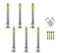 CAFIEDR Paquete de 2, 4, 6 o 8 Postes delimitadores de tráfico de Acero Inoxidable, 24, 30, 35 y 44 Pulgadas. Postes de Seguridad metálicos Removibles, bolardos, Barrer(H 90cm/35inch 6 Pack)