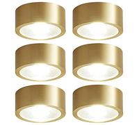 CAFIEDR Paquete de 6 focos COB de Superficie, Foco de latón Cepillado, 3 W, 9 W, luz de Techo Redonda, Panel Plano LED, Kit de conversión de Repuesto, n.° -A-9 W