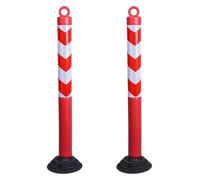 CAFIEDR Poste delimitador de tráfico, Columna de Advertencia de Seguridad, Kit de Poste delimitador con Base de Goma y Collares Reflectantes, Postes de Seguridad para e(Red+White Large)