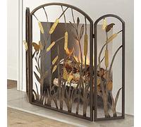 CAFIEDR Protector contra chispas para Chimenea, 90 cm de Alto, 3 Paneles, Hierro Forjado, Color marrón - Diseño Robusto arqueado, Malla metálica Decorativa para Exteriores, Protector contra chispas.