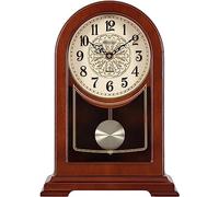 CAFIEDR Reloj de mesa, reloj de mesa retro con péndulo, silencioso, decorativo, funciona con pilas, utilizado para decoración de sala de estar, oficina, estante (B)