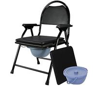 CAFIEDR Silla con cómoda Junto a la Cama, Plegable, Liviana, con Cubo extraíble, Inodoro portátil para Adultos, pasamanos de plástico Antideslizantes, Capacidad de Peso de 150 kg