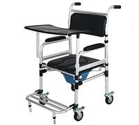 CAFIEDR Silla de asiento para mesita de noche, silla de ruedas para ducha, inodoro, patas antideslizantes ajustables, con ruedas y reposapiés (B)