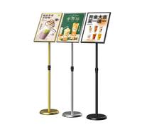 CAFIEDR Soporte para Carteles, Soporte de exhibición de pie, Soporte de Marco a presión, Soporte de Aluminio para letreros, Soporte telescópico Ajustable en ángulo y Altura para (Oro A3)