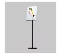 CAFIEDR Soporte para letreros, Pedestal para Carteles, Soporte para menús con Base de Metal para exhibiciones de letreros en el Piso, Soporte de exhibición para letreros de Alta (Negro A4)