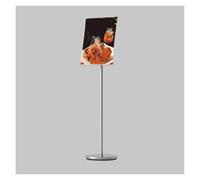 CAFIEDR Soporte para letreros, Pedestal para Carteles, Soporte para menús con Base de Metal para exhibiciones de letreros en el Piso, Soporte de exhibición para letreros de Alta (Plata A4)