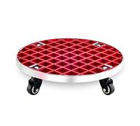 CAFIEDR Soporte Redondo para macetas de Acero con Ruedas, Carrito rodante para Flores Resistente y móvil, transportador de macetas Grandes, transportador de platillos de Metal pa(Rojo 33cm)