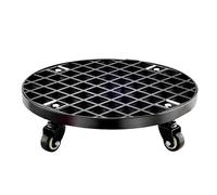 CAFIEDR Soporte Redondo para macetas de Acero con Ruedas, Carrito rodante para Flores Resistente y móvil, transportador de macetas Grandes, transportador de platillos de Metal pa(Negro 51cm)