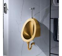 CAFIEDR Urinario de Pared para Hombre, urinario de Acero Inoxidable 304 con válvula de Descarga Manual, urinario de Descarga Comercial de Alta eficiencia, para baño, ho(Fila de la Pared Dorada)