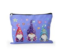 Cafl Bolsa de maquillaje para mujeres y niñas, organizador de viaje portátil de gran capacidad, 10 x 8 pulgadas, Gnomos Magic Violet