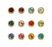 Caflon Blu - Pendientes de tuerca (bañados en oro de 24 quilates, 1 unidad), diseño de piedras natales