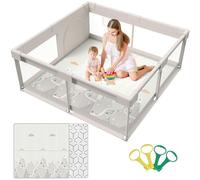 Cafolatt Parque Infantil Bebé Acolchado 150x150 cm - Corralito Bebé Perfecto para el Hogar, Incluye 4 Anillas (150x150x64 cm)