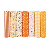 Cafopgrill 7 unids Diferente Patrón Patchwork Tela Algodón Amarillo Batiks Costura Scrapbooking Acolchar Artcraft para Coser Craft Cloth DIY Wallet Cojín Cubierta(50 * 50cm)