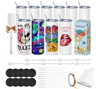 Cafultgo Paquete de 10 vasos de sublimación, tazas en blanco, botella de agua, vaso de acero inoxidable recto blanco de 20 onzas para máquina de prensado en caliente, impresión por sublimación(10PCS)