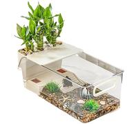 Cage Di Tortuga - Tanque de hábitat para mascotas transparente, reptil ligero | Terrario claro con plataforma cruzada para camarones, cangrejos, anfibios, peces, espacio habitado