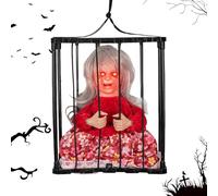 Cage Prisionero De Halloween - Terroro Animado Haunted House Decoration, Sound & Motion Sensor Light Up Prop | Prisionero Grilante Espeluznante Para Una Decoración De Halloween De Miedo, Fiesta De Cor