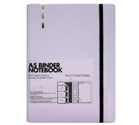 CAGIE Carpeta de anillas A5, rellenable, cuaderno de 6 anillas con registro, paquete de relleno, incluye regla cuadrada y páginas de puntos, hojas sueltas, 6,89 x 9,25 pulgadas, violeta claro