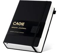 CAGIE Cuaderno gráfico de 320 páginas de 100 g/m², papel cuadriculado, diario B5, tapa dura, de cuero, cuadrícula cuadriculada, cuadernos para ingeniería, matemáticas, trabajo, color negro