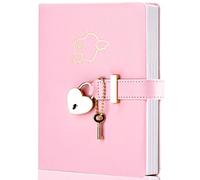 CAGlE Diary with Lock and Key,Heart-ShapedCombination Lock,Lock Journal for Gins,Leather JounalPersonal Organizers, Gin Secret Notebook,5.3x7 inches