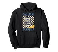 Cagliari Cerdeña Sardinas Retro Estañado Pescado Gráfico Costero Sudadera con Capucha