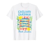 Cagliari Sardinia Sardine Fish Retro Vintage Coastal Summer Camiseta