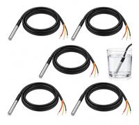 Cagrin 5 piezas de sensor de temperatura DS18B20, cable de 1m | Impermeable y preciso, ±0,5°C de precisión, compatible con Arduino, para Raspberry Pi y Shelly. Sensor de temperatura