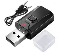 Cagrin Adaptador Bluetooth USB5.0 2 en 1 Transmisor Receptor con Jack 3,5mm | Manos Libres Audio Estéreo Inalámbrico Manos Libres Sin Retardo, Plug and Play para TV, PC, Coche, Altavoz, Auricular