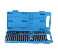 CAGUYLONA 40Pcs Star Spline Hex Socket Bit Set, 1/2in 3/8in Square Drive Socket Bits Kit with Blue Toolbox, Chrome Vanadium Steel Hand Tools for Automobile Repairing and Household Maintenanc