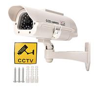 CAGUYLONA Cámara Falsa simulada con energía Solar, cámara de Seguridad inalámbrica de simulación con luz LED Intermitente, Monitor de vigilancia Impermeable para Exteriores e Interiores,