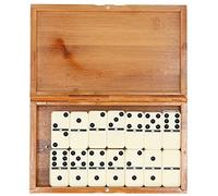CAGUYLONA Juego clásico de dominó, 28 Piezas de dominó de plástico en Caja de Madera de Tilo, Juego Educativo de Rompecabezas para niños a Partir de 3 años, Juguete para Fiestas