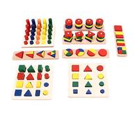 CAGUYLONA Rompecabezas de Formas de Madera para niños, Juguete de clasificación y Coincidencia de Formas para niños, Bloques geométricos apilables con reconocimiento de Colores, Tabla de