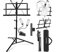 CAHAYA 3-EN-1 Soporte para Partituras Plegable & Atril Con Luz de libro de Escritorio para Libros Atril para Partituras Portátil con Altura Ajustable 70-138cm CY0204