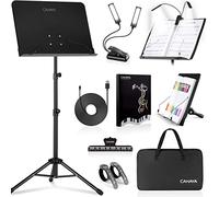 CAHAYA Atril Musica con luz y Soporte de Libros de Escritorio Portátil Ajustable con Bolsa de Transporte Soporte de Partituras