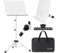 CAHAYA Atril Musica Extensible & Atril Sobremesa 2-EN-1 Soporte para Partituras Plegable con Altura Ajustables de 80-145cm Incluye Bolsa de Transporte Color Blanco Modelo CY0194-2