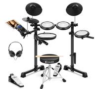 CAHAYA Batería Electrónica con Pads de Malla: Dual Trigger y 350 Sonidos - E-Drum Kit con Caja de 8", Kit Completo con Banqueta, Auriculares y Baquetas - Ideal para Niños y Principiantes