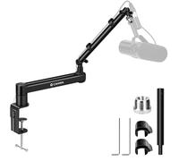 CAHAYA Brazo de Micrófono Low Profile Estable hasta 2,5 kg Ajustable | Compatible con Shure SM7B Blue Yeti HyperX QuadCast para Podcast Streaming y Gaming con Extensión de 3,5" y Gestión de Cables