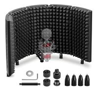 CAHAYA Escudo de aislamiento de micrófono plegable - Escudo de grabación de estudio de grabación reflector de espuma absorbente de sonido con adaptador de micrófono de 3/8 pulgadas y 5/8 pulgadas,