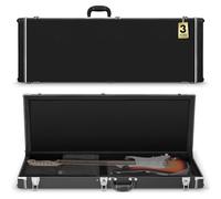 CAHAYA Funda rígida para guitarra eléctrica: funda rígida para guitarra eléctrica ST con acolchado de 1 pulgada de grosor con 2 llaves, Black, ST/TL White Line, Línea blanca St/Tl