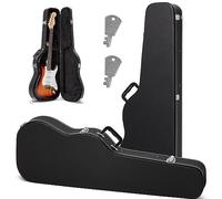 CAHAYA Funda Rígida Tipo Maleta para Guitarra Eléctrica, Acolchado de 25 mm, Resistente al Agua, Diseño de PU Fácil de Limpiar, Líneas Blancas y Negras