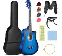 CAHAYA Guitarra acústica de tamaño completo de 38 pulgadas con cuerdas, bolsa, correa, púas, afinador, pegatinas modelo CY0354
