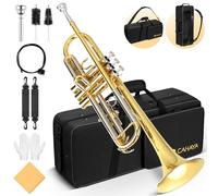 CAHAYA Instrument de Trompeta De Latón Sib- Estándar Trompetas con Boquilla 7C y Estuche para Trompeta Herramientas Guantes para Principiantes e Estudiantes