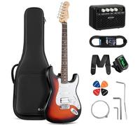 CAHAYA Kit de Guitarra Eléctrica Sunburst: CST100 con Pastillas S-S-H, Mástil de Arce, Cuerpo de Álamo, Diapasón de Laurel. Incluye Amplificador de 10W y Funda de 600D