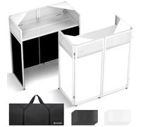 CAHAYA Mesa DJ Portátil Plegable - Cabina DJ con Fundas Negra y Blanca, Estructura Metálica Estable, Gestión de Cables y Bolsa de Transporte, para Controlador y Portátil, 102×51 cm, Blanco