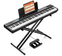 CAHAYA Piano Digital de 88 Teclas - Piano Eléctrico Semipesado con Conexión MIDI Atril Soporte en X Doble y 3 Pedales Ideal para Principiantes